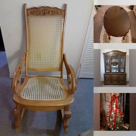 MaxSold Auction: This online auction includes Christmas decor, furniture such as rocking chair, vintage entrance table, adjustable wood dining table with chairs, and armoire desk, glassware, new hand tools, automotive parts, small kitchen appliances, women’s clothing, and more!