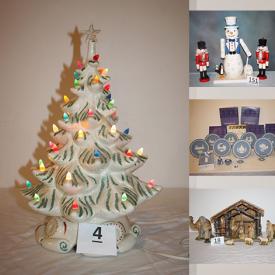 MaxSold Auction: This online auction includes seasonal decor such as snowmen, ornaments, wreaths, wall art, holiday jewelry, Christmas china, Christmas cards, stuffed reindeers, pillows, bulbs, Royal Copenhagen china, Wedgwood, Precious Moments figures and much more!