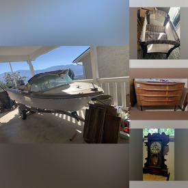 MaxSold Auction: This online auction features boat & trailer, sewing machines & supplies, kilts, art supplies, jewelry, watches, camera, live plants, TVs, DVDs, leather couch, stereo components, art glass, small kitchen appliances, teacup/saucer sets, office desk, art pottery, camping gear, vintage books, office supplies, toys, Indigenous artwork, decanters, collector spoons, electric organ, upright freezer, and much, much, more!!