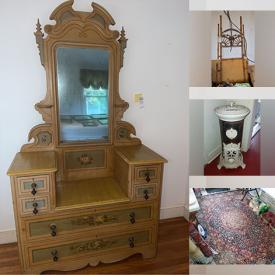 MaxSold Auction: This online auction includes furniture such as upholstered chairs, dropleaf table, secretary desk, corner cabinet, media cabinet, sofa, rocking chair, wicker table and others, kitchenware, small kitchen appliances, wall art, linens,  rugs, brassware, pottery, crystalware, decorative pillows, cleaning supplies, fans, air conditioner, lighting fixtures, clothing, accessories, jewelry, massage seat, garden care supplies, skis, yard tools, automotive supplies, silverplate, bamboo easel, Dulcimer and other instruments, books, Legos and other model kits, vinyl records, seasonal decor, miniatures, sewing machine, sewing notions, art supplies and many more!
