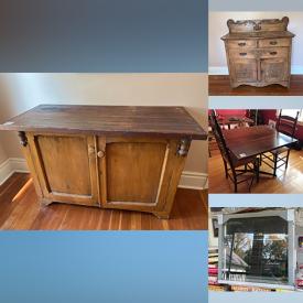 MaxSold Auction: This online auction includes furniture such as retro dining chairs, baker’s rack, tables, oak entertainment unit, dovetail buffet, rolling tool cabinet, vintage hutch, metal shelving units, washstand and others, wall art, vintage stuffed animals, glassware, mirror, lamps, games, Wii gaming system, colored glassware, seasonal decor, kitchenware, small kitchen appliances, Royal Doulton china, Churchill cutlery, cookbooks, chest freezer, woodworking supplies, Worx electric leaf mulcher, gardening supplies and more!