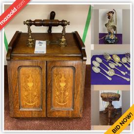 MaxSold Auction: This online auction features Toby jugs, Sadler tea set, antique oil lamps, designer coats, power tools, antique coal scuttle, ladies\' shoes, vinyl records, jewelry, chandelier, toys, Legos, teacup/saucer sets, art glass, carnival glass, bar table, area rugs,  and much, much, more!!
