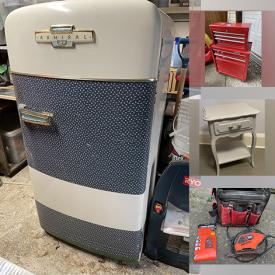 MaxSold Auction: This online auction features power & hand tools, crystal chandelier, Ikea dressers, vintage refrigerator, toolbags, rolling tool chest, hardware, electric supplies, chainsaw, and much, much, more!!!