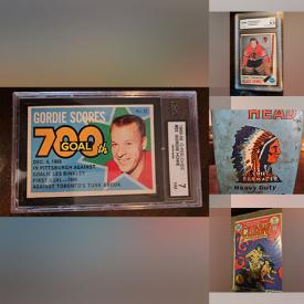 MaxSold Auction: This online auction includes vintage tins, vintage scale models, collectible diecast cars, framed art, graded NHL and NFL trading cards, vintage and modern Marvel and DC comics, Paramount patio heater, vintage records, and more!