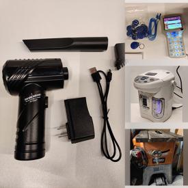 MaxSold Auction: This online auction includes a high-precision scale, cabinet hardware, travel adaptors, home health aids, paint pot strips, LED mask, extendable tripod, interlocking floor tiles, concrete molds, air duster, LED flood lights, garbage can, tankless instant hot water, access key fob duplicator, pest control repeller, cleaning supplies, accessories, small kitchen appliances, solid wood table, LED candles, hazard labels, magnets, computer parts, Ridgid table saw and much more!