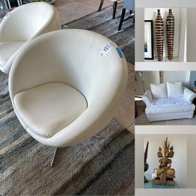 MaxSold Auction: This online auction includes furniture such as bookshelves, tables, dining table, entertainment table, swivel leather chairs, loveseat, glass coffee table, pullout sofa and others, Stinger wet dry vac, camping supplies, lamps, electronics, wall art, tower vases, In Motion stepper, kitchenware, small kitchen appliances, seasonal decor, home health aids, office supplies, linens, clothing, accessories, jewelry and much more!