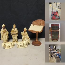 MaxSold Auction: This online auction features rain barrels, lawnmower, power steamer, yarn, dollhouse, Indiana glass, milk glass, kids\' records, bar mirror, brass pieces, rolling tool chest, hand tools, power tools, glass banks, collector plates, tires, and much more!!