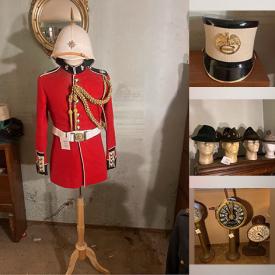 MaxSold Auction: This auction includes not in use and incomplete military and navy uniforms from WWII, German officer hats, Lieutenant Colonel hat, British Royal Navy hat, vintage fedoras, Nautical table, planes and ships replicas, Engine order telegraphs, vintage Navy items and much more.