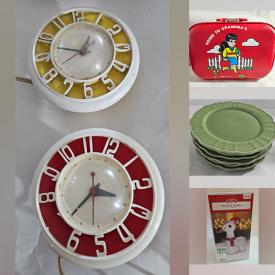 MaxSold Auction: This online auction includes Midcentury wall clocks, vintage quilt, lamps, luggage, antique hardware, DVDs, candles, stuffed toys, vintage bottles, Le Creuset, planters, seasonal decor, rolling crate, accessories, Haviland china and more!