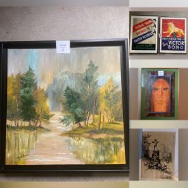 MaxSold Auction: This online auction features oil paintings, ink/paint artwork, Asian painting on silk, art engravings, watercolours, wood carvings, Indigenous lithographs, and much, much, more!!