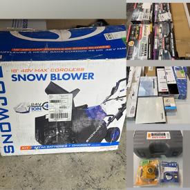 MaxSold Auction: This online auction includes rugs, furnace filters, pillows, swivel stool, hardware, Snow Joe snowblower, bidet, curtain panels, electrical items, home decor, exercise equipment, shoes, office supplies, linens, snow gear, car parts, kids bookshelf and much more!