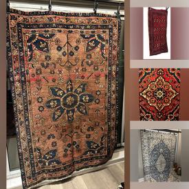 MaxSold Auction: This online auction includes Persian rugs such as navy Zanjan, Turkmen gul, Hamedan runner, geometric bakhtiar and more!