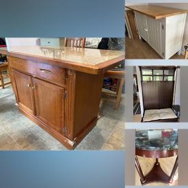 MaxSold Auction: This online auction features granite & wood kitchen island & sideboard, butcher block top island, hall tree, dining table & chairs, pet products, and more!!