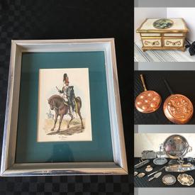 MaxSold Auction: This online auction includes costume jewelry, handbags, home decor, kitchenware, hardware, lamps, framed art, copperware, silverplate items, antique porcelain, sewing patterns, stoneware, and more!