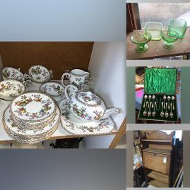 MaxSold Auction: This online auction includes vintage Fisher Price toys, uranium glass, area rugs, vintage crates, furniture such as antique secretary desk, antique chairs, and antique jam cupboard, hardwood flooring, vintage lamps, fine china, railroad lanterns, sterling silver jewelry, USB turntable, Samsung TV, and much more!
