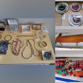 MaxSold Auction: This online auction features teak table & chairs, small kitchen appliances, costume jewelry, MCM dressers, desk, coins, clothing & outerwear,  gold jewelry, stamps, teacup/saucer set, Spode china, board games, garden tools, lawnmower, hand tools, toys, bikes, and much, much, more!!