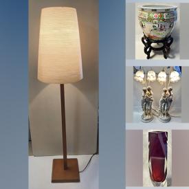 MaxSold Auction: This online auction includes Chinese Satsuma vases, Mulher do Capote bottles, Crosa figural table lamps, Mikasa candleholders, art glass, liquor set, Kosta Boda, MCM Iittalia vases, masonic lodge faceplate, Kokeshi dolls, celluloid figurines, beveled wall mirrors, MCM vinyl stools, teak floor lamp and more!