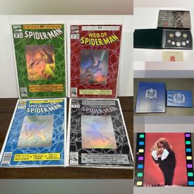 MaxSold Auction: This online auction features comics, coins, Marvel magazines, humidor, vintage electrical measuring instrument, Starbucks coffee mugs, watches, vinyl records, art glass, art book, wood crate, vintage books, art prints, First Day Covers, stamps, banknotes, model car kits, and much, much, more!!