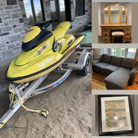 MaxSold Auction: This online auction includes Bombardier jet ski, framed art, furniture such as club chair, makeup vanity, sleigh bed, sideboard, and pullout couch, Dyson vacuum, Stihl concrete saw and more!