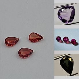 MaxSold Auction: This online auction includes loose gemstones such as Sapphire, opal, AAA amethyst, green and padpardcha Tormaline, natural emerald rings, GRA ceritified gemostones, \nblack opal, citrine, blue sapphire, natual ruby, green onyx, Agate bracelets and much, much, more!!!