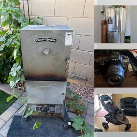 MaxSold Auction: This online auction features outdoor smoker, patio furniture, refrigerator/freezer, candle rack, wine rack, desk, camera equipment, hanging tapestry, Persian rug, leather furniture, stroller, mirrored end table, TV, and much more!