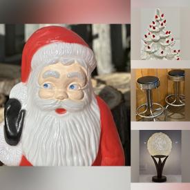 MaxSold Auction: This online auction features art glass, spaghetti lamps, sleigh & snow shadow box, vintage ornaments, Venetian ball mask, vintage ceramic Christmas trees, vinyl records, vintage bar stools, Pyrex glass pots, wicker headboard, vintage biscuit jar, art pottery, vintage hand knit sweaters, souvenir collection, vintage toys, and much, much, more!!!