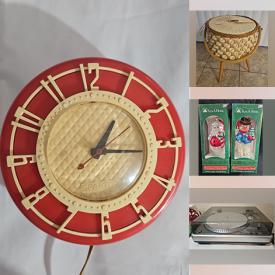 MaxSold Auction: This online auction includes an MCM sewing basket, vintage wall clocks, MCS turntable, Sony Blu-Ray player, VCRs and other electronics, Squishmallows mini backpack and other bags, seasonal decor, Swiss design record holders, clothing, Rae Dunn pieces, tiki masks, 1977 Topps Star Wars cards, vintage Barbie viewmaster, rolling crate, vintage Pyrex, vintage wicker shelf, McCoy planters, vinyl records, lamps, kitchenware and much more!