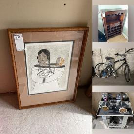 MaxSold Auction: This online auction features exercise equipment, skis, Indigenous prints, Keirstead prints, Royal Doulton figurines, area rugs, wine rack, computer desk, TV, bicycle, and much, much, more!!