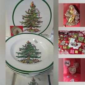 MaxSold Auction: This online auction features silver Christmas decor, Martha Stewart ornaments & decor, Spode Christmas dishes, Victorian doll ornaments, hunting & fishing ornaments, Radko ornaments, lighted garland, poinsettia hurricanes, prelit Christmas trees, and much more!