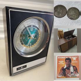 MaxSold Auction: This online auction features amber glass, Howard Miller world clock, BMP, coins, antique desk, men’s clothing, printer, vintage stereo console, wicker furniture, vinyl records, Teak furniture, jewelry, gold charm & bracelet, bikes & scooters,  and much, much, more!!!!