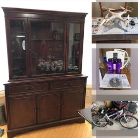 MaxSold Auction: This online auction includes furniture such as a Knechtel china cabinet, chairs, storage cabinets, tables, desk, chest, shelving units and others, office supplies, Leveluk water filters, books, CDs, clock, wall art, Cubii exerciser, Royal Albert, Paragon and other china, kitchenware, decor, small home appliances, bicycles, golf items and other sporting equipment, electronics, photography items, towel warmer, mobility aids, Syma drone, silverplate, crystalware and much more!