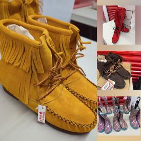 MaxSold Auction: This online auction features new adult footed PJs, girls\' rainboots, women’s boots & moccasins, and much, much, more!!