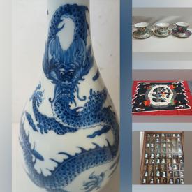 MaxSold Auction: This online auction features Japanese pottery, costume jewelry, teacup/saucer sets, Russian collectibles, Longaberger baskets, vintage board games, vintage Quimperware, art pottery, comics, Donald Gotz paintings, sewing machine, thimble collection, and much more!