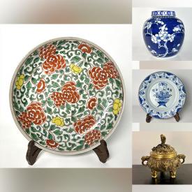 MaxSold Auction: This online auction includes Tiffany and Co., Wedgwood, L. Parbus Oberkotzau and other plates, cinnabar trinket box, jars, vases, tea set, tea pots, Chinese censer, pen holder, jade pendant, ornaments and more!