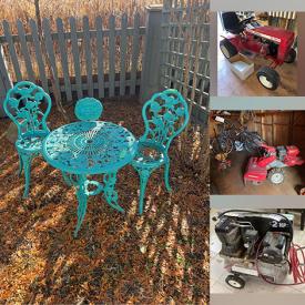 MaxSold Auction: This online auction includes furniture such as bistro sets, cabinets, tables, chairs and others, power tools such as a spindle sander, Makita planer, Makita table saw, Delta band saw and others, hand tools, hardware, portable stereo, Quickie wheelchair, mirror, ramps, ladders, coolers, air compressor, wood pieces, pressure washer, pet crate, Raleigh bikes, decor, antique door, toboggan, potting table, garden supplies, yard tools such as a Honda rotary tiller, trimmer and much more!