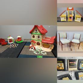 MaxSold Auction: This online auction features vintage pull toys, vintage directors chairs, vintage Geisha figurine lamps, pressure washer, Pokemon collectibles, video game cartridges, tin toys, concert T-shirts, Robert Sonneman UFO lamps, electric guitar, Disney collectibles, jewelry, sports collectibles, Barbie dream house, and much more!