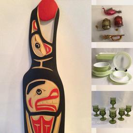 MaxSold Auction: This online auction includes vintage Empire Day booklets, produce bags, vintage brass rubbings, music books, clothing, accessories, shoes, Moen showerhead, Pyrex, vintage enamelware, tins, vintage Coca Cola items, baking tools cat tree, vintage glassware, silverplate, Kathy Winkle servingware, Murano glass, vintage dolls, vintage baby items, jewelry and more!