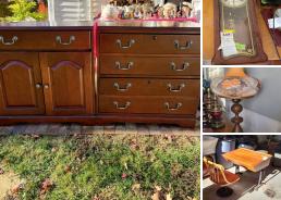 MaxSold Auction: This online auction includes furniture such as dining chairs, Amish side chair, lateral filing cabinet, end tables, rolling dish chair, armchairs, rockers, display cabinet and others, Bombay wall art, wall mirror, lamps, pendulum clock, vaporizer, GE air conditioner, CDs, vinyl records, Spode plates, dartboard, cameras, rugs, Japanese Winter china, Beauties of the Red Mansion plates, frames, vintage typewriter, Royal Doulton Toby mugs, Lenox and more!