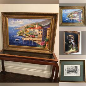 MaxSold Auction: This online auction features oil paintings, Art Deco French buffet, antique lithographs, vintage elephant tables, writing desk, Chinese lacquered cabinet, bistro chairs, leather sofa, pool table & accessories, ski board, trible arts, decorative pitches, and much, much, more!!!