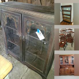 MaxSold Auction: This online auction includes furniture such as mahogany secretary desk, antique cane rocking chair, side tables, Bassett dresser with mirror, Ethan Allen buffet and pedestal table, Kenwood studio, lamps, CDs, DVDs, keyboard, glassware, dishware, children’s toys, camping supplies, storage shelves and much more!