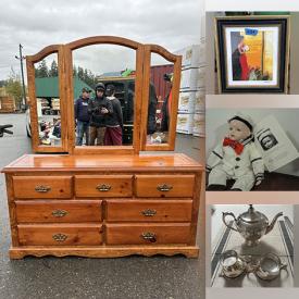 MaxSold Auction: This online auction includes Bradford Exchange plates, silverware, kitchenware, small kitchen appliances, dolls, wall art, mirrors, locking box, rugs, furniture such as a small cabinet, bedframe, desk, wicker shelf, bamboo chair, dresser and much more!