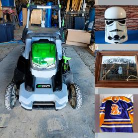 MaxSold Auction: This online auction features electric lawn mower, sports trading cards, DVDs, Legos, Star Wars collectibles, jerseys, mantle clock, bar mirror, and much, much, more!!