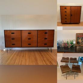 MaxSold Auction: This online auction features MCM dressers, vintage bar stools,  NIB pendant light, vintage tins, vintage figurines, vintage bottles, CDs, oil lamps, fabric, leather jackets, stand mixers, carnival glass, beer mirrors, vintage games, and much, much, more!!