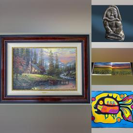 MaxSold Auction: This online auction features Robert Bateman LE prints, Thomas Kincade LE canvases, Karl Burrows canvases, Carl Benders prints, Inuit carvings, cedar stick reclining chairs, Peter Lik signed book, and much, much, more!!