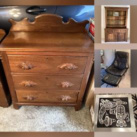 MaxSold Auction: This online auction features farmhouse hutch, faux leather furniture, Indigenous art, area rug, abstract art, men’s clothing & shoes, games, washer, dryer, golf clubs, lawnmower, hand tools, and much more!