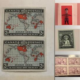 MaxSold Auction: This online auction features vintage postage stamp booklet pane collection, antique Supreme Court stamped documents, Newfoundland postage stamps, Angus Shortt duck prints, proof stamps, King George V booklet pane, First Christmas stamp, vintage Winnipeg covers, Victorian revenue stamps weights, Canada Law stamps, BNA reprints, vintage pre-stamp postcards, and much more!!