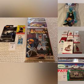 MaxSold Auction: This online auction includes Batman items, Avenger and other Marvel items, comic books, medallions, Christmas decor, coloring books, Hallmark ornaments, Yahtzee and other board games, headphones, toys, Ninja blender, marbles, DVDs, Pez dispensers, wheat pennies, First Day issues and more!