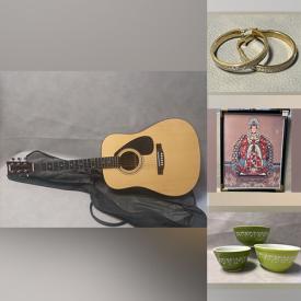 MaxSold Auction: This online auction includes antique jewelry, 14k gold chain, 925 silver rings, crystal brooches, vintage tarot sets, MCM art glass, signed porcelain, vintage fine china, stained glass lamps, framed artwork, vintage acoustic guitars, and more!