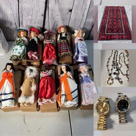 MaxSold Auction: This online auction features collectible world dolls, vintage kitchen tools, small rugs, vintage clothing, jewelry, watches, antique scopes, and much more!!