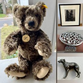 MaxSold Auction: This online auction includes a Steiff bear, Chicago Cubs Ernie Banks signed photo, watches, bracelets and other accessories, vintage straight razor, pocket tools, Royal Albert and other china, Paragon porcelain box, antique silverplate, Corsair gaming headphones, Simmons golf rangefinder, Morrisseau book, antique lamp, vintage soda fountain glassware, Staffordshire curling stone box set, vintage vinyl records, Spode figure, antique tools, vintage Mcdonalds Happy Meal toys and more!